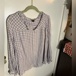 Talbots Pink Checkered Button Down Blouse